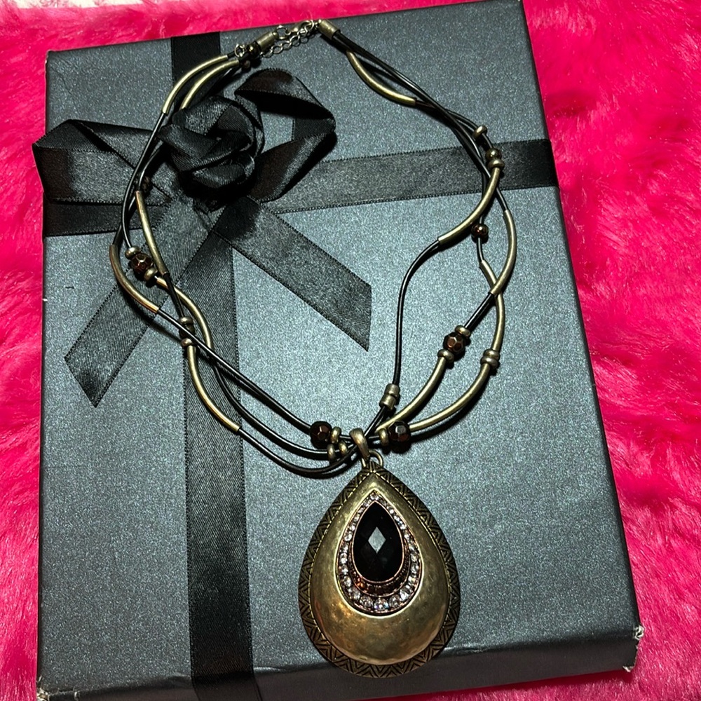 Vintage Pear Clustered Metal Pendant Necklace